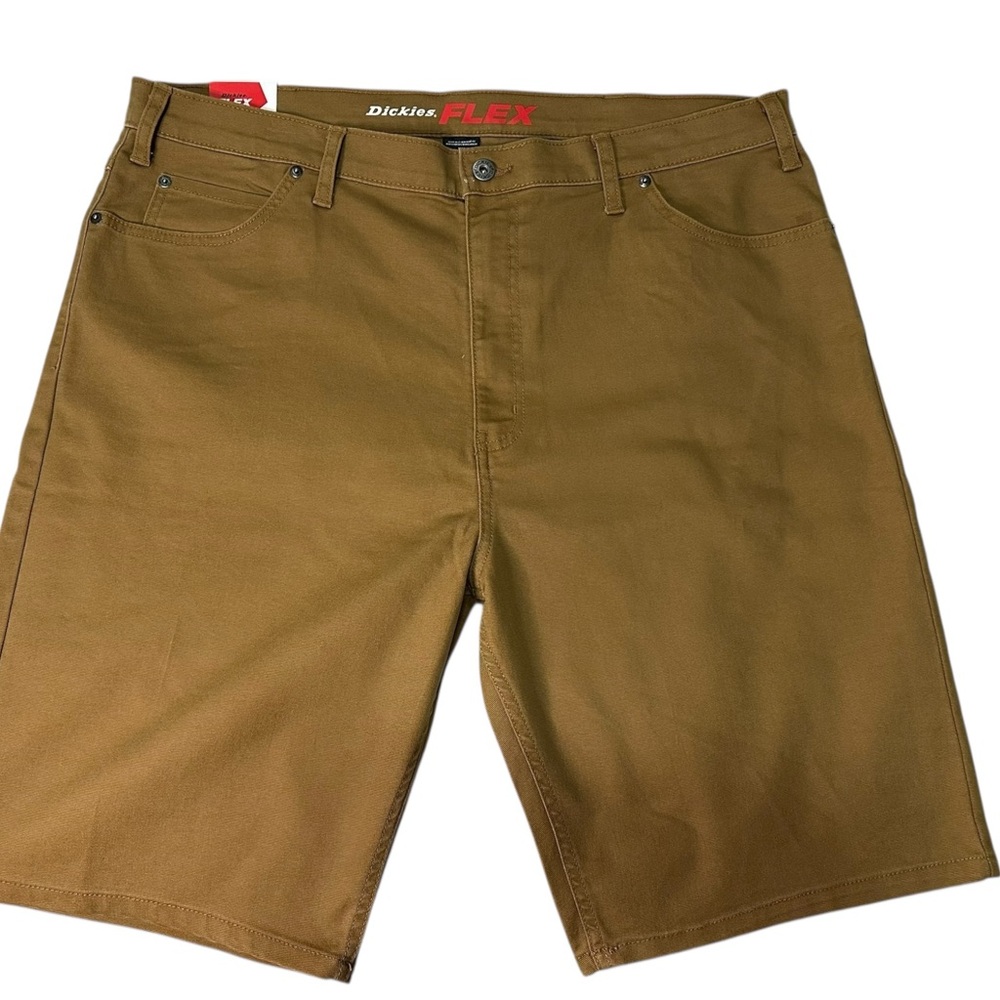 Dickies Men's Brown Flex Flat Front Shorts